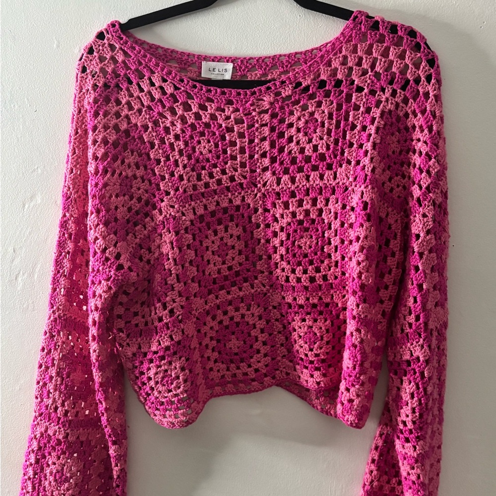 Le Lis Vibrant Pink Crochet Top
